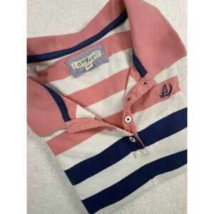 Orvis‎ Womens Striped Polo Shirt S Pima Cotton Pink Blue White Peru Preowned